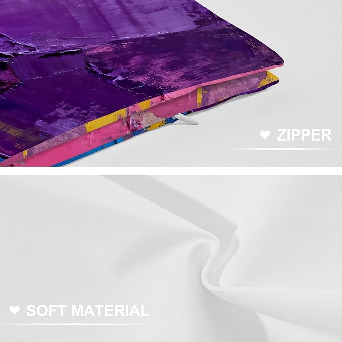Shrahala Pink Art Watercolor Decorative Throw Pillow Cover, Purple Abstract Fuchsia Lumbar Pillowcase Blended Double-Sided No Inserts for Bedroom Living Room Set of 2 (12 x 20 in)