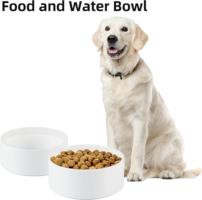 Havniva 8.3” Ceramic Dog Bowls, Dog Food and Water Bowl for Large Dogs, Durable Dog Water Bowl with Non-Slip Rubber Base Large Capacity Pet Feeding Bowl