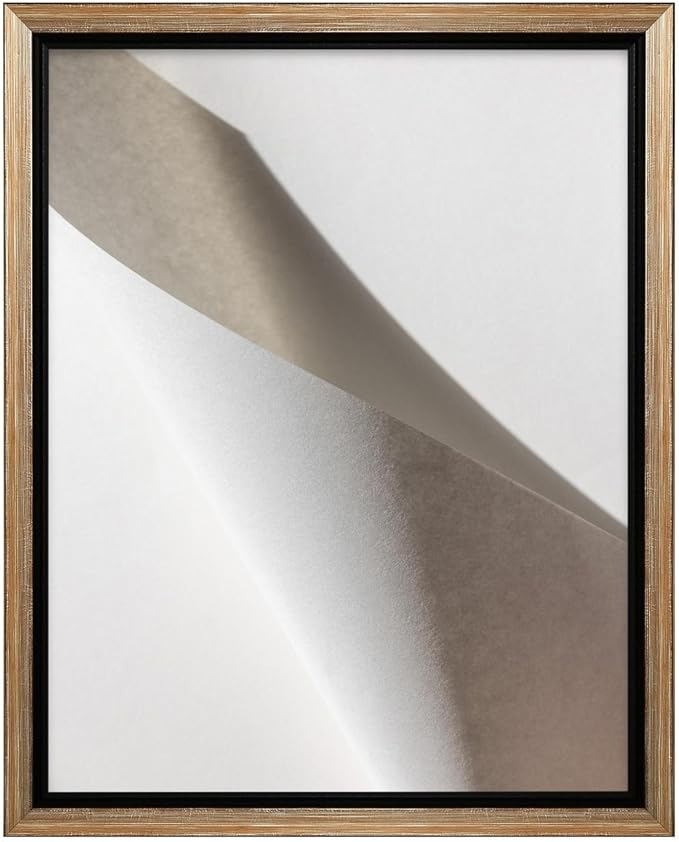 Monem Art Minimalist Folded Paper Abstract Print - Scandinavian Neutral Texture Art Poster - Wall Decor for Living Room, Bedroom or Office - 24x32 Silver Framed CANVAS Wall Art by Mareike Bohmer