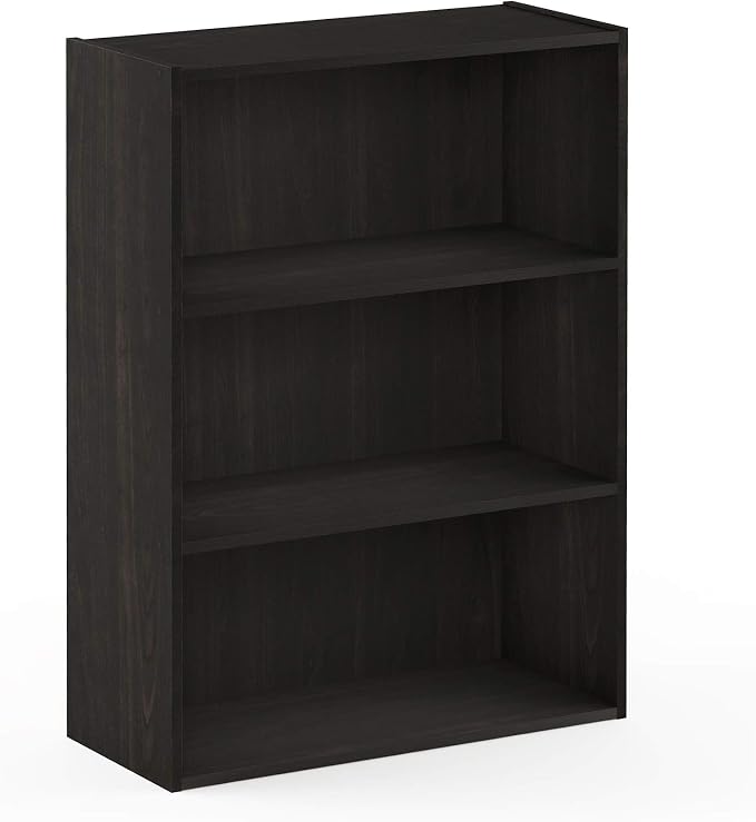Furinno PASIR Book Shelf, 3-Tier Bookshelf, Storage Shelves Bookcase, 9.7 x 23.7 x 31.5, for Living Room, Bedroom, Home Office, Cinnamon Cherry