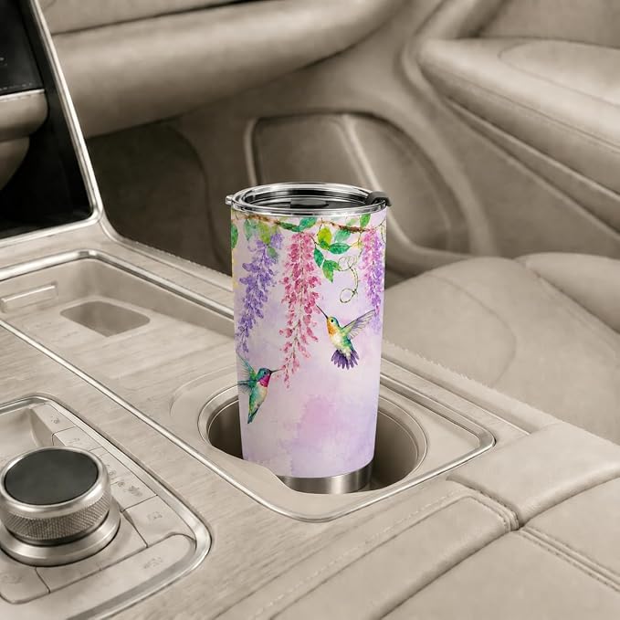 Cute Hummingbird Tumbler, 20oz Stainless Steel Coffee Tea Mug with Lid，Birthday Gifts for Mom Women Girls, Travel Cup for Christmas, Thanksgiving and Holiday