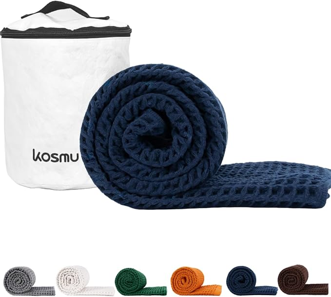 Luxury Organic Japanese Cotton Waffle Bath Towel | Thick, Absorbent, Quick Dry Bathroom Towels for Shower, Sauna, Onsen| Hotel & Spa Quality, Gift-Ready (Ocean Blue, Bath Towel (55" x 34"))