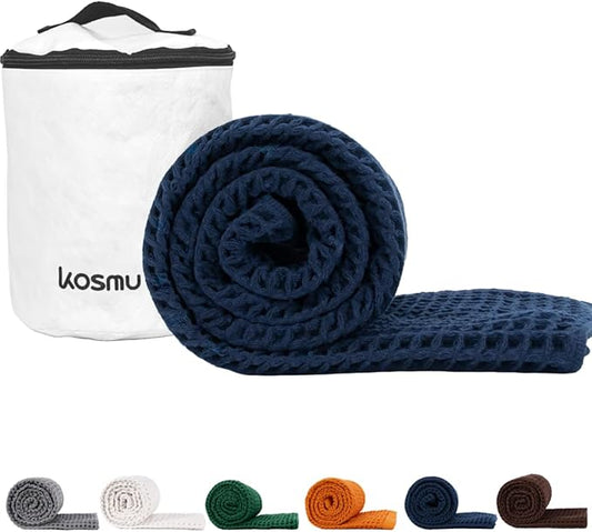 Luxury Organic Japanese Cotton Waffle Bath Towel | Thick, Absorbent, Quick Dry Bathroom Towels for Shower, Sauna, Onsen| Hotel & Spa Quality, Gift-Ready (Ocean Blue, Bath Sheet, 67" x 34")