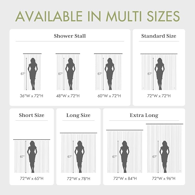 AmazerBath Stall Shower Curtain Liner, 36x78 Clear Shower Curtain Liner, Long Waterproof Plastic Shower Liner, Lightweight PEVA Shower Curtain with 2 Magnets and 6 Rustproof Metal Grommets