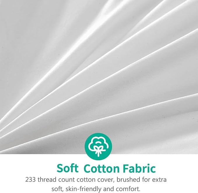 APSMILE Queen Size Feathers Down Comforter - Ultra Soft All Seasons Organic Cotton Cover Duvet Insert Medium Warm Quilted Bed Comforter with Corner Tabs (90 x 90, Ivory White)