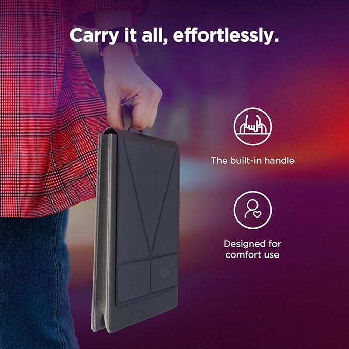 Lenovo Yoga Tote Sleeve Case for Laptops with 16-inch Display, Multi-Compartment Organizer with Convertible Stand, Lightweight Protective Polyester & Microfiber Sleeve, Luna Grey