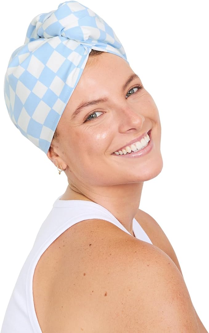 Dock & Bay Turban Hair Towel - for Home & The Beach - Super Absorbent, Quick Dry - Surf Check
