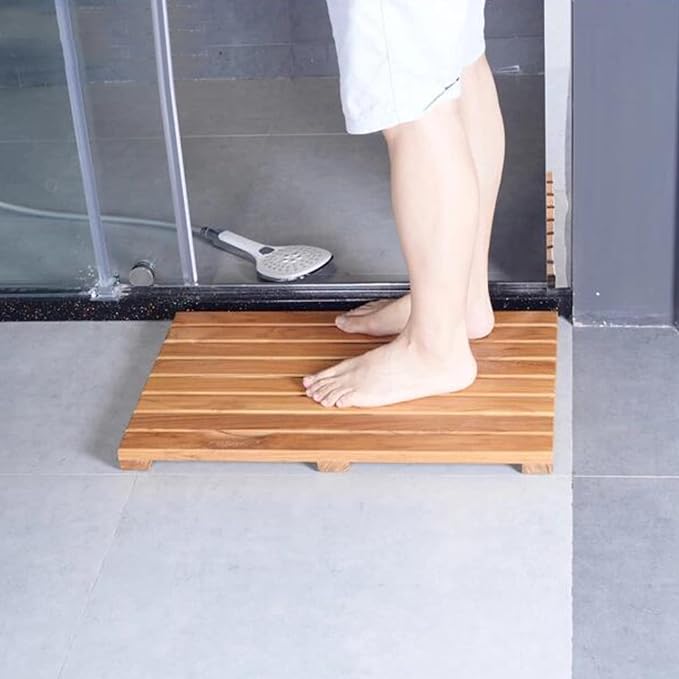 Natural Wooden Shower Mat,Bamboo Duckboard Bath Mat,Waterproof Wooden Slatted Duckboard for Bathtub Spa Sauna, Non-Slip Floor Mat for Indoor and Outdoor, Customizable,30x70cm/12x28in