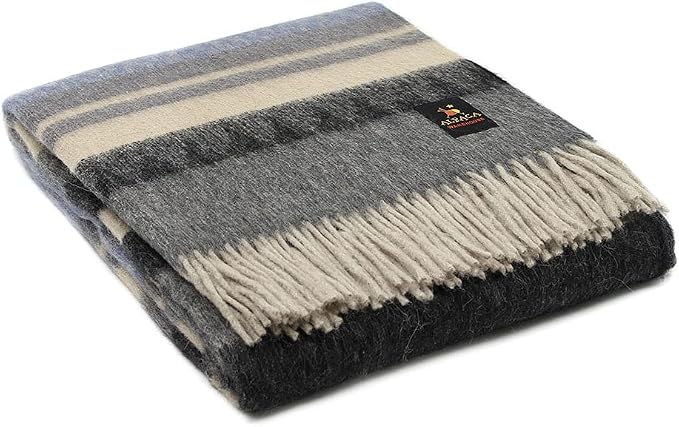 Alpaca Wool Blanket Throw Cherokee Design for Bed Couch Sofa Soft Warm Peruvian Alpaca Wool Blankets 72" x 60" (Combination 11 (Light Blue))