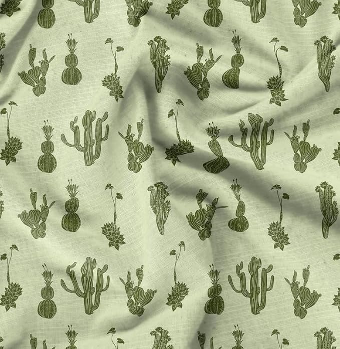 Soimoi Luxurious 58" Wide Green - Floral Printed, Cotton Jersey Fabric - Perfect Material for Clothing, Home Decor, Craft Projects, 1 Yard