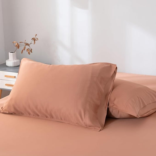 Bella Coterie | Luxury Bamboo Viscose King Size Pillowcase Set | 100% Organically Grown | Ultra Soft | Cooling | 2 Pcs [Terracotta]
