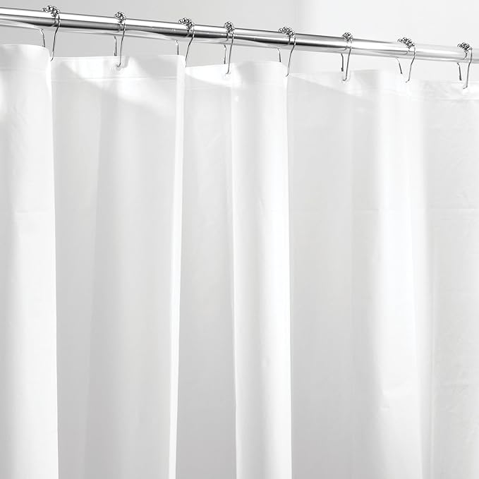 iDesign PEVA Mold and Mildew Resistant Plastic Shower Curtain Liner for Use Alone or With Fabric Curtain, Set of 2, 72” x 72”, White
