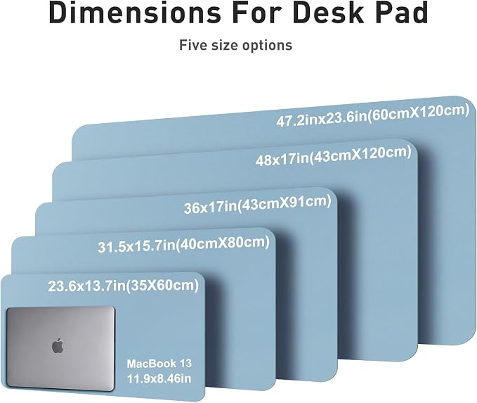 Aothia Faux Leather Desk Mat for Keyboard & Mouse (Sky Blue, 31.5" x 15.7") | Creates One Clean Surface For Your Keyboard, Mouse And Laptop, Helping Keep Your Workspace Organized Every Day