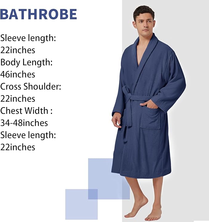 ZABER Bathrobe Mens,Pure Cotton Robe for Men,Thick Terry Cloth Bathrobe,Luxury Long Combed Men's Cotton Robe