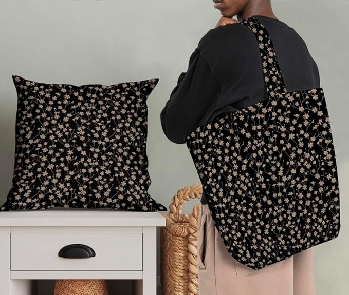 Soimoi Lightweight Cotton Voile Fabric, Black - Floral Print, Unstitched Material - 42 Inch Width, Ideal for Making Summer Dresses, Blouses, Scarves, Lingerie, Sheer Curtains, Garment Linings, 1 Yard