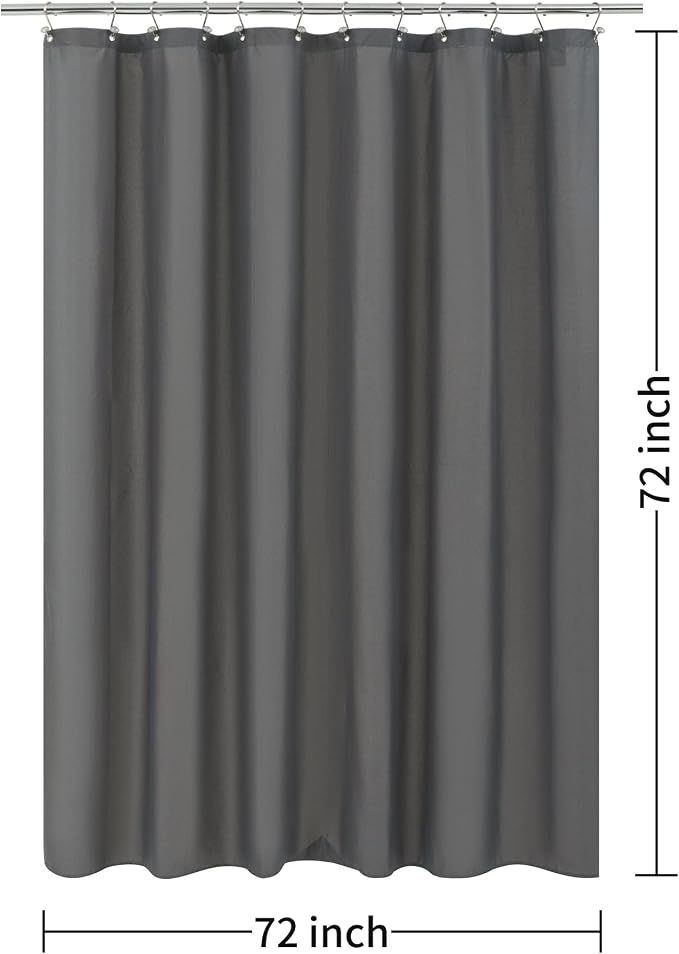 ALYVIA SPRING Waterproof Fabric Shower Curtain Liner - Soft & Light-Weight Cloth Shower Liner, 3 Bottom Magnets, Hotel Quality & Machine Washable - Standard Size 72x72, Dark Gray