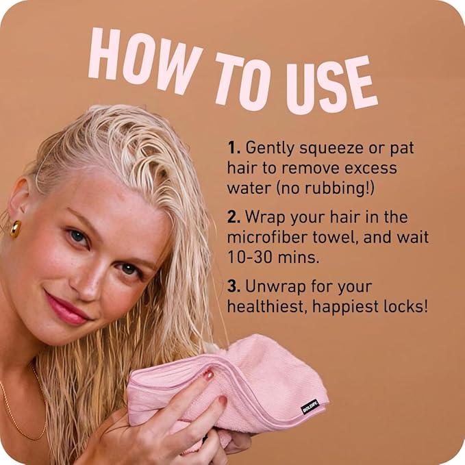Boldify Quick Dry Microfiber Towel Wrap for Women - for Thin and Curly Hair - Anti Frizz Plopping Towel, Fast Drying Turban - Pink