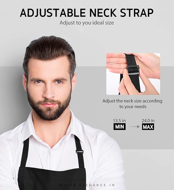 Syntus Apron for Men Women, Adjustable Cooking Kitchen Chef Aprons with 2 Pockets