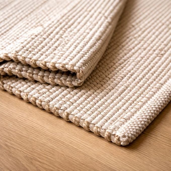 S & L Homes Jute Cotton Hand Woven Natural Farmhouse Area Rug for Living Room - Rustic Vintage Bohemian Décor - (10' x 13' Natural)