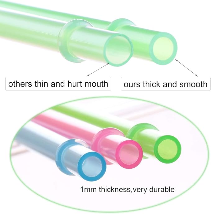 6" Plain Color Reusable Plastic Replacement Drinking Straws for Short Mini Mason Jar,Tumblers, Set of 12 Pcs Straws with Cleaning Brush (6inch,12color)