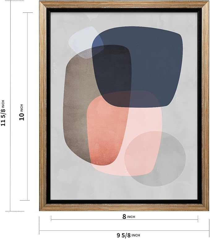 Monem Art Pastel Abstract Organic Shapes Print - Scandinavian Minimalist Art Poster - Wall Decor for Living Room, Bedroom or Office - 8x10 Silver Framed CANVAS Wall Art by Mareike Bohmer
