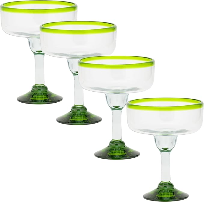 10 Strawberry Street Lime Rim Mexican Glassware, Margarita, Set of 4
