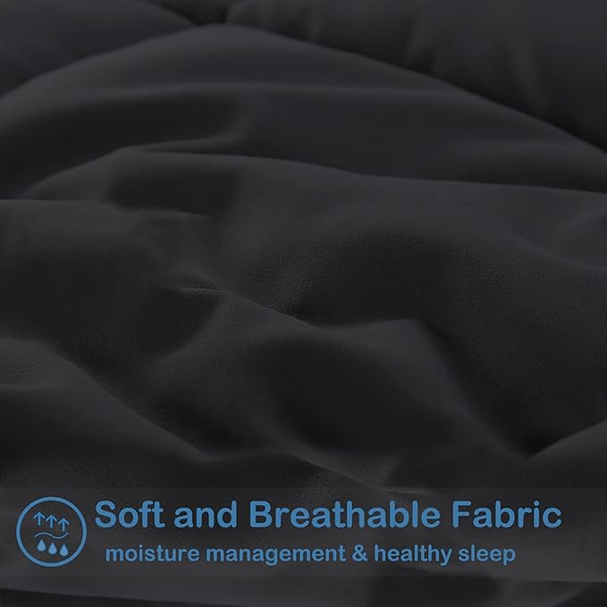 MAPLE DOWN Soft Twin Size Comforter Duvet Insert-Down Alternative Comforter with Corner Tabs-Lightweight Fluffy Breathable Machine Washable (Black,68“x90”)