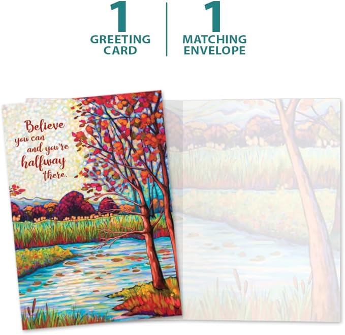 Tree-Free Greetings - Just Because Cards - Artful Designs - 1 Card + Matching Envelope - Made in USA - 100% Recycled Paper - 5"x7" - Halfway There (GO61545)