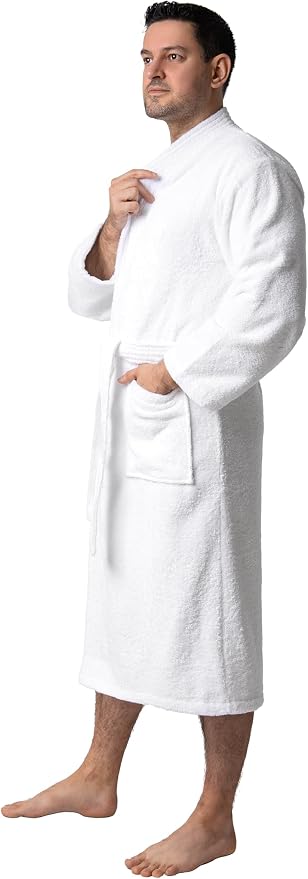 BAGNO MILANO Organic Men Bathrobe, GOTS Certified Organic Turkish Cotton Luxury Kimono Robe, Made in Turkey