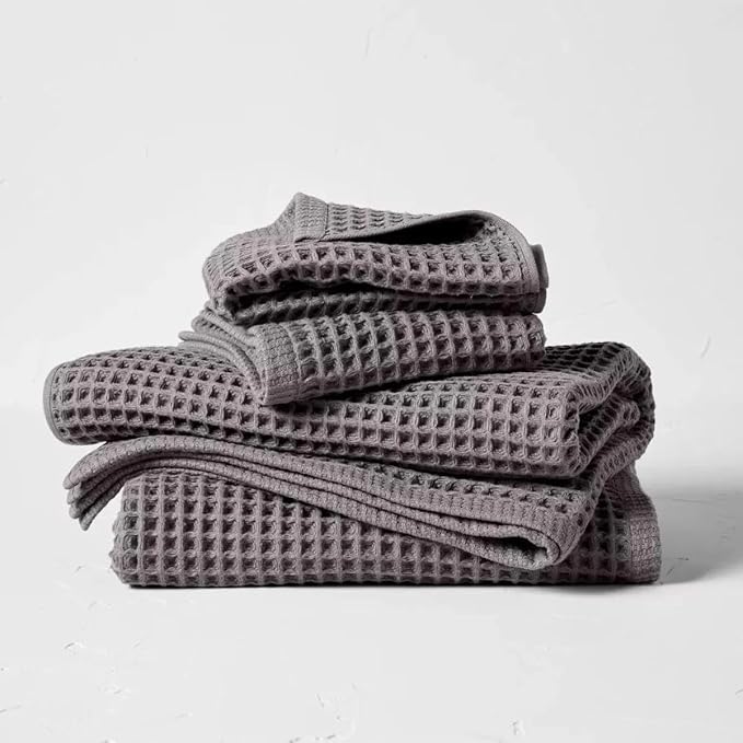 Waffle Towel for Bathroom 59x30 Inches, Turkish Bath Towel, Cotton Bath Towel, 6 Color Option, Mint Green, Brown White, Anthracite, Powder Pink, Gray (Anthracite)