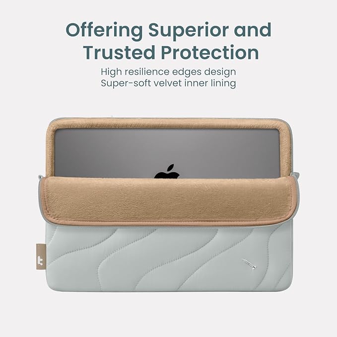 tomtoc 360 Protective Puffy Laptop Sleeve Set for 13-inch MacBook Air M5/A3449 2026, M4/A3240, M3/A3113, 13" MacBook Neo/Pro, Quilted Soft Puffer Bag with Tech Pouch for 13-inch Surface Pro Copilot+PC