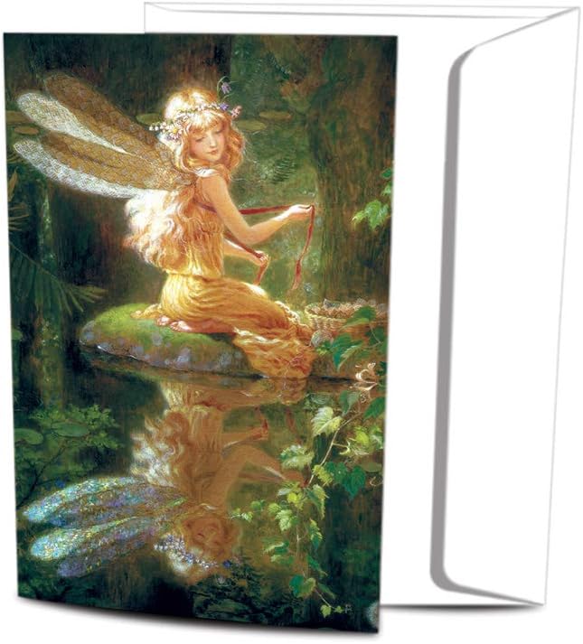 Tree-Free Greetings - All Occasion Cards - Artful Designs - 12 Greeting Cards + White Envelopes - Made in USA - 100% Recycled Paper - 4 x 6 - Faery Reflection (FS66497)