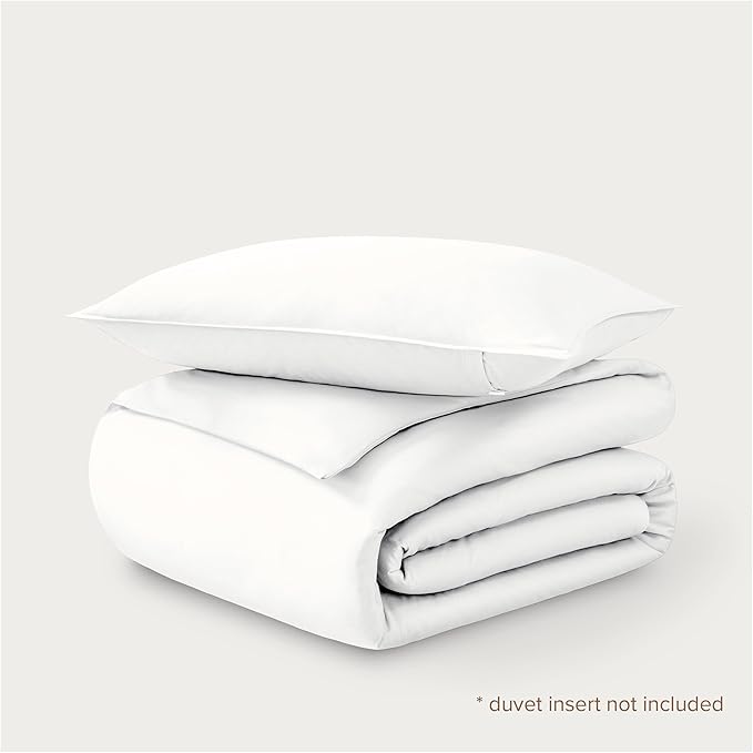 Bare Home 100% Organic Cotton Sateen Duvet Cover Set - Extra Long Size - 400 Thread Count - Smooth Sateen Weave - Warm & Luxurious - Duvet Cover (Twin/Twin XL, White)
