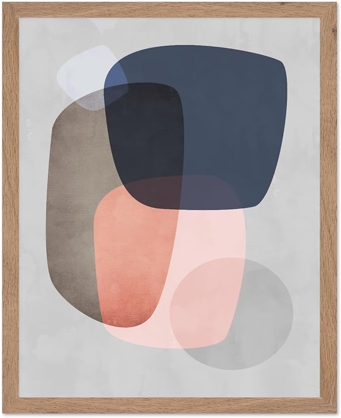 Monem Art Pastel Abstract Organic Shapes Print - Scandinavian Minimalist Art Poster - Wall Decor for Living Room, Bedroom or Office - 12x16 Beige Framed Wall Art by Mareike Bohmer