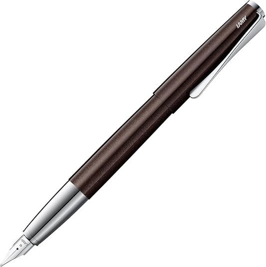 Lamy Studio Premium Fountain Pen 069 Stainless Steel in Shiny Lacquer Finish and Polished Steel Nib Size M Propeller-shaped Clip Including Ink Cartridge T 10 Blue