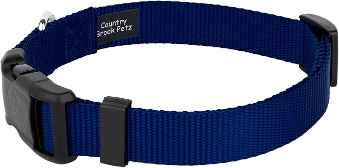 Country Brook Petz - Everyday Nylon Dog Collar and Leash - 10+ Cool Colors (1 Inch, Extra Large, Royal Blue)