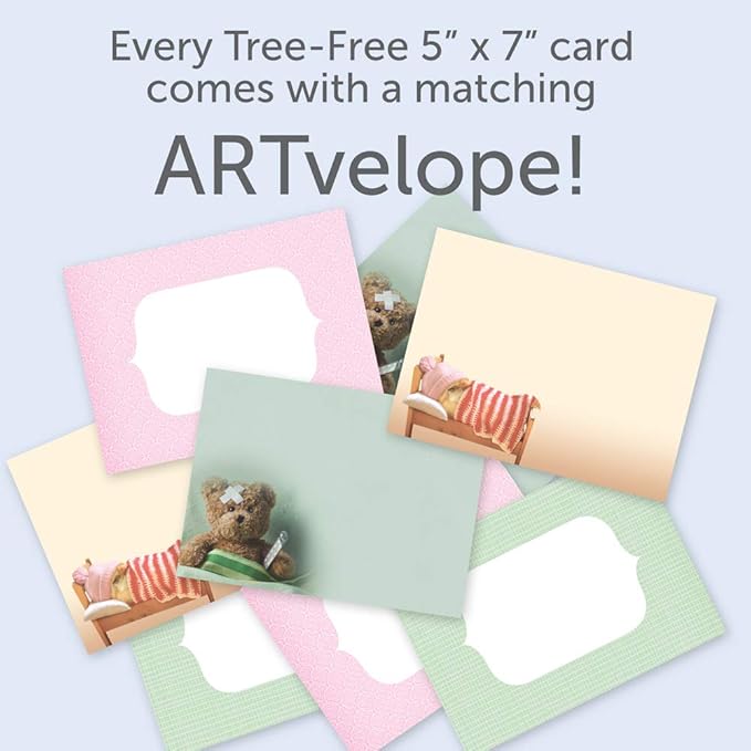 Tree-Free Greetings - Get Well Cards - Artful Designs - 8 Assorted Cards + Matching Envelopes - Made in USA - 100% Recycled Paper - 5 x 7 - Rest Up and Heal (GA31531)