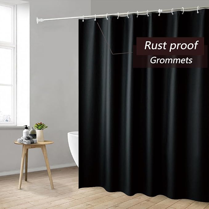TIKABC Black Shower Curtain Liner 3 Pack, 4G PEVA Shower Liner, Plastic Peva Waterproof Shower Curtains, 72x72 inch with Grommet Holes 3 Magnetic Weights