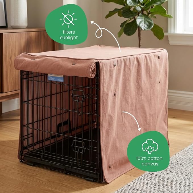 Molly Mutt Kyoto Dog Crate Cover, GOTS-Certified 100% Organic Cotton Canvas Cover for Dog or Puppy Kennel and Cage, Washable, Free of Harmful Chemicals, Medium/Large, Fits 30"x19"x21" Crate
