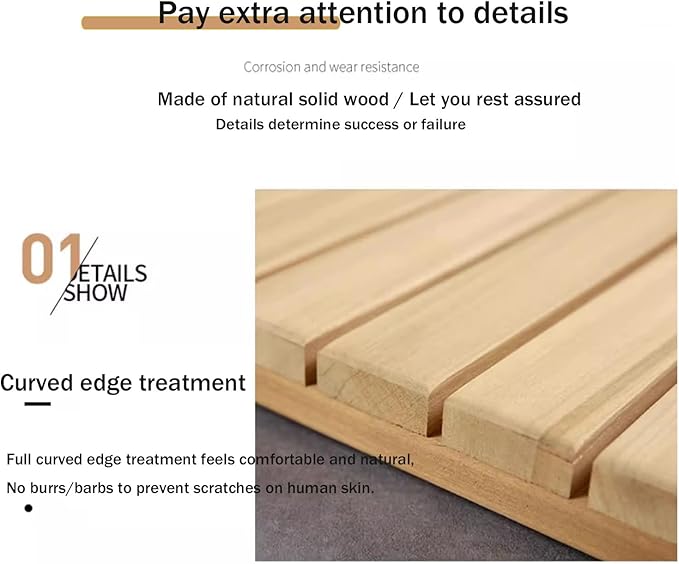 QWEASDF Natural Wooden Bath Mat,Duck Board,Wooden Shower Mat,Waterproof Non Slip Solid,Bathroom Bamboo Bath Mat,Use for Kitchen Bedroom Bathtub Toilet Doormat,Customizable(75x110cm/30x43in)
