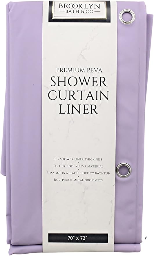 Dependable Industries inc. Essentials Premium 6 Guage PEVA Shower Curtain Liner - PVC Free Magnetized Bottom Odorless with Rustproof Grommets (Lilac)