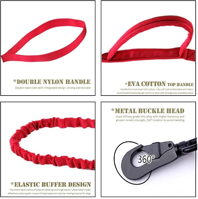 Tactical Dog Collar and Leash Set Adjustable Military Nylon Dog Collar with Control Handle and Heavy Duty Metal Buckle for Large Dogs（Red XL