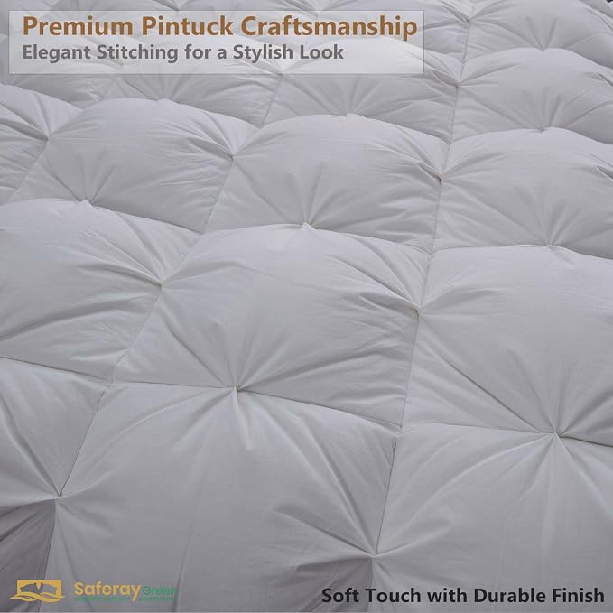 California King Down Alternative Comforter 102x96 Inch Silver – 500 GSM Ultra Soft Breathable, Luxury Pintuck Pinch Pleat, All Season Duvet Insert with Corner Tabs, Machine Washable