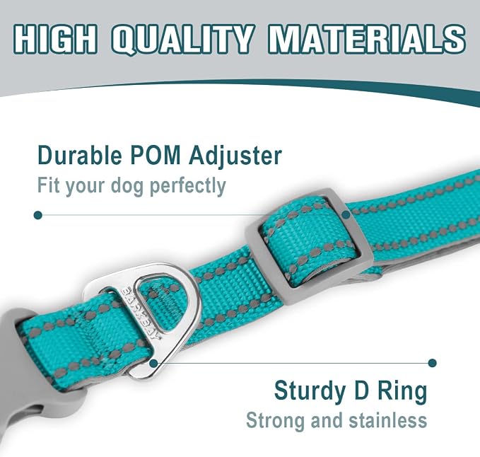 Dog Collar for Medium Small Large Dogs Reflective with Leash,Collar and Leash for Dogs,Soft Neoprene Padded 2 Pack(Ocean Blue,S)