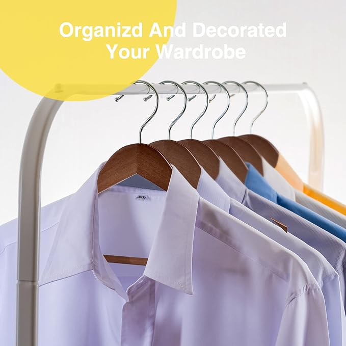 Wooden Hangers 90 Pack,Wooden Clothes Hanger for Daily Used,Heavy Duty Wood Hangers with Pant Bar & Precisely Cut Notches,Premium Hanger for Heavy Coats,Shirts,Suits,Dresses (Walnut)