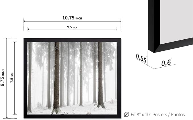 Monem Art Foggy Winter Forest Photography Print - Minimalist Snowy Landscape Poster - Wall Decor for Living Room, Bedroom or Office - 8x10 Black Framed Wall Art by Mareike Bohmer