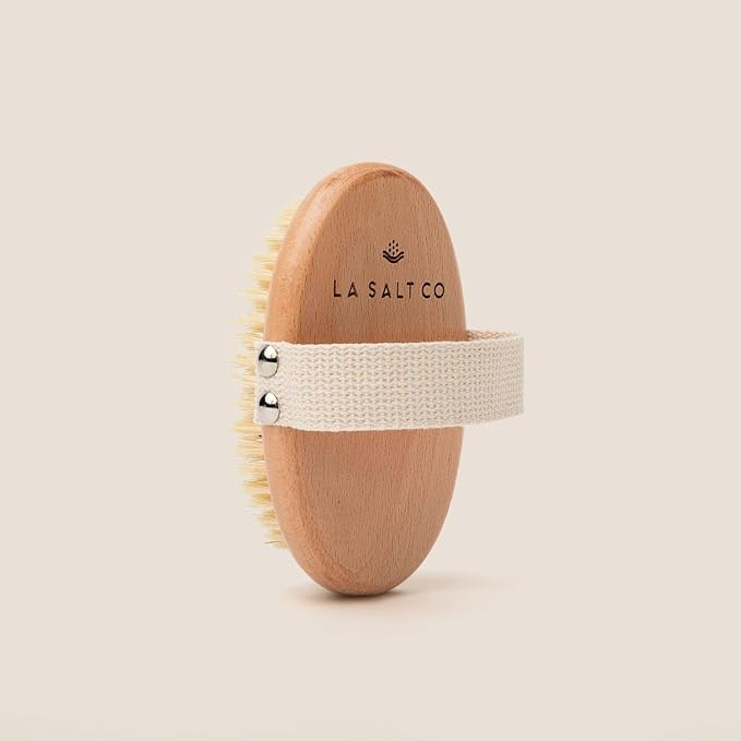 LA SALT CO Dry Brushing Body Brush, Exfoliating Body Scrubber for Dry Skin, Plant-Based with Sisal Bristles