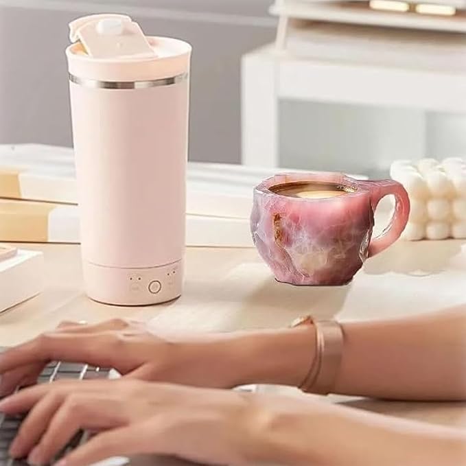 Mineral Crystal Coffee Mugs, Resin Imitating Natural Agate Appearance, Mineral Coffee Mug New Elegant Multi Colored, Durable and Dishwasher Safe for Daily Use & Gifting(Gray)