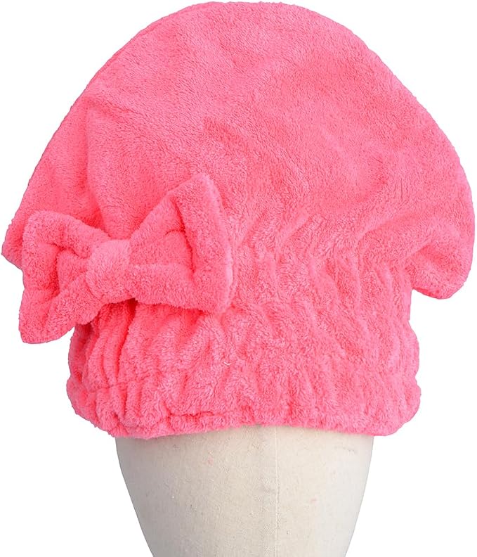 HOPESHINE Microfiber Hair Towel Cap for Women Wet Short or Long Curly Hair Super Absorbent Quick Dry Turbans Anti Frizz Great Gift for Women and Girls (Rose red, 1)