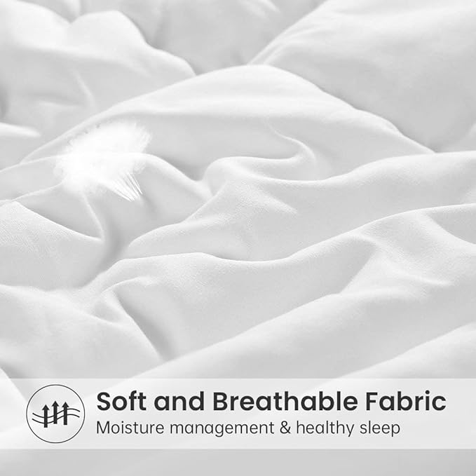 EASELAND Down Alternative Comforter Full Size- Quilted Duvet Insert for All Seasons, Soft Cozy with Corner Tabs, Summer Winter Warm Bedding, Pure White 82×86